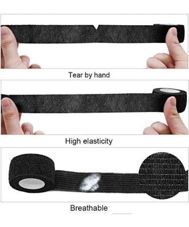 BISIBITA2 Self Adhesive Bandage Rolls Grip Cover Sensi Wrap Tape for Sports Wrist Ankle Pets 5-Yards 24pcs (1 inch Black) 1 Inch (Pack of 24) Black - Buy Online on GoSupps.com