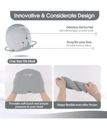 Newgo Migraine Cooling Mask & Headache Cap - Full Coverage Ice Pack for Sinus Relief Stress Relief & Swollen Eyes (Gray) - Buy Online on GoSupps.com