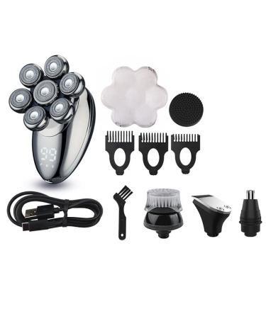 Head Shavers for Bald Men 5 in 1 Electric Shaver For Men 7 Head Electric Beard Trimmer USB Rechargeable Professional Hair Trimmer Hair Cutter Adult Razor (Color : SET 02)