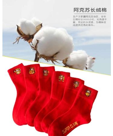 Chinese New Year Red Embroidered Socks 4 Pairs for Men and Women | Autumn Winter Warm Sports Socks | Spring Festival Festive Gift | Size 34-44 - Buy Online on GoSupps.com