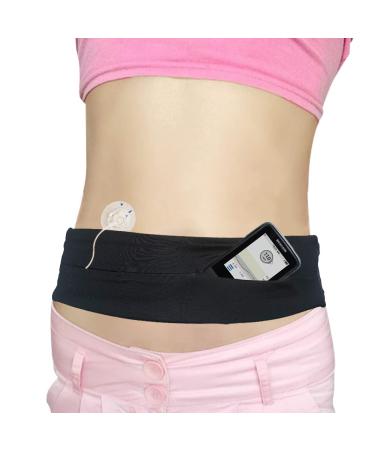 Comfortable Kids Insulin Pump Holder Belt Active T1D Diabetic Pouch for Epipen No Bounce Fanny Pack Bands Medical Accessories Adjustable Fit 20-30 Waist Hook N Loop Black