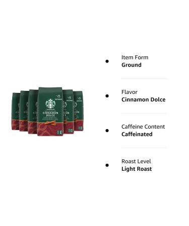Starbucks Cinnamon Dolce Ground Coffee 11 oz x 6 Bags | 100% Arabica, No Artificial Flavors - Buy Online on GoSupps.com