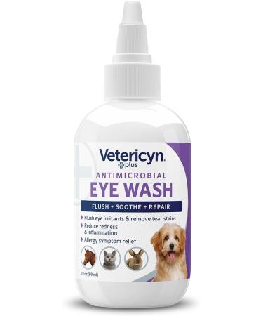 Vetericyn Plus All Animal Eye Wash. Safe and Effective Solution to Flush Irritated Eyes, Great for Daily Eye Care, Helps Relieve Pink Eye and Allergies Symptoms. Safe for All Animals (3 oz/89 mL)