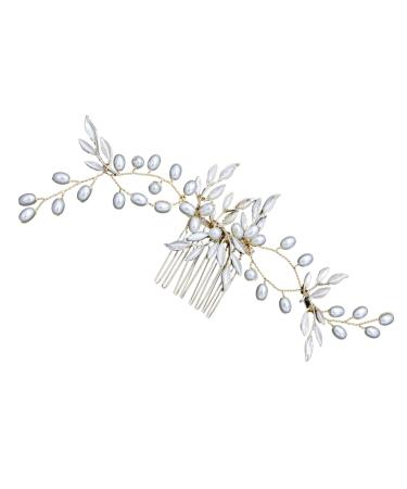 Housoutil Wedding Headpiece Crystal Headpiece Headwear for Women Hair Bridal Headpiece Bridal Headdress Barrettes for Women Bride Headpieces for Wedding Tiara Pearl Miss Comb
