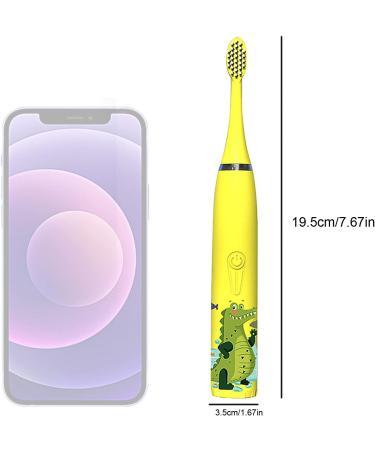 Electric Toothbrush Children USB Rechargeable - Electric Toothbrush Kids 6-12 Toothbrush Soft Hair Cleaning Tool for Child Boys and Girls Bathroom Products (Yellow) - Buy Online on GoSupps.com