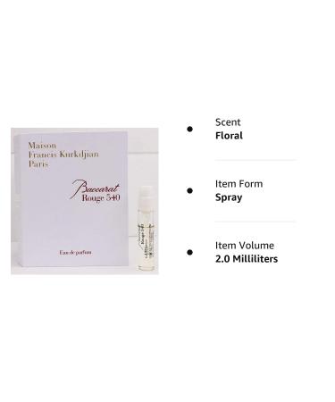 Maison Francis Kurkdjian BACCARAT ROUGE 540 Eau de Parfum 2ml Vial Spray - Floral Scent | 0.06 Fl Oz - Buy Online on GoSupps.com