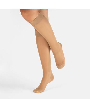 Calzitaly Knee Socks - Gradual Compression 70 Den Unisex Compression Stockings L-XL Skin Color | Made in Italy - International Shipping Available - Buy Online on GoSupps.com