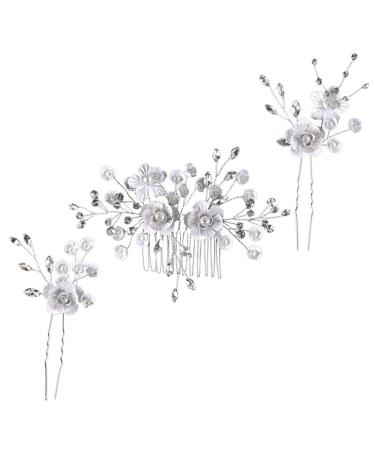 Didiseaon 1 Set Floral Hair Clips Wedding Hair Clip Floral Suit Bridal Flower Hair Comb Flower Headpiece for Women Hair Pin Bride Pearl Flower The Flowers Metal Rhinestone Plastic