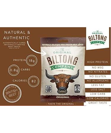 Biltong Taste Box: Original, Smoky BBQ, Piri Piri & Garlic - High Protein, Low Fat Savoury Snack (12 x 30g) - Gluten & Nitrate Free - Buy Online on GoSupps.com