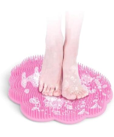 Laughter Shower Foot Massager with Suction Cups | Wall-Mounted Back Scrubber & Free-Handed Foot Scrubber Mat - 30x25.5 cm Pink Rose | Shop Internationally - Buy Online on GoSupps.com