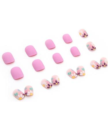 Colorful Daisy Flower Short Square Press-On Nails - 24Pcs Full Cover Acrylic French Tips for Women and Girls - Buy Online on GoSupps.com