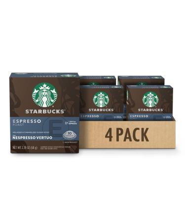 Starbucks By Nespresso Espresso Roast Coffee Pods Dark Roast Nespresso Vertuo Line Compatible Capsules 4 X 10 Coffee Pods 40 Count