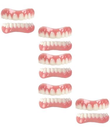 XuRX Veneers Teeth Natural Tone  Temporary Dentures Teeth Top and Bottom Instant Teeth Men and Women Veneers Snap on Comfort Smile Silica Gel Dentures for Bad Teeth  5 Pairs