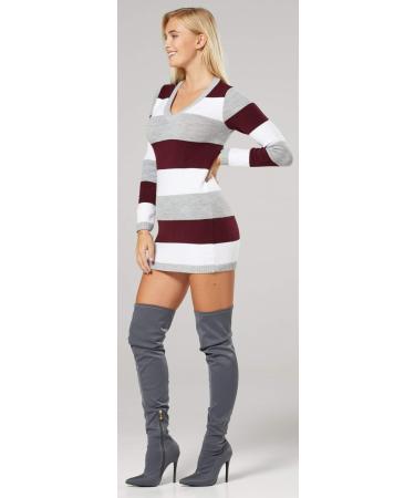 Zeta Ville Women's Maternity Stripes Knit Jumper Dress Tunic Top V-Neck - Crimson (Size 8-10) - Buy Online on GoSupps.com