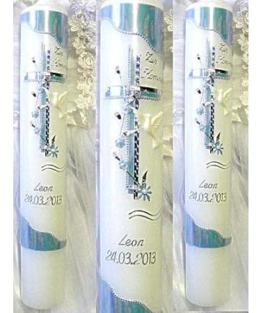 kerzenzauber-lusine VT-34 baptism/communion candles for boys or girls 400/40 mm including accessories for labelling the candle - Buy Online on GoSupps.com
