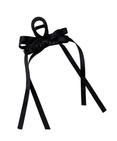 xbiez Cute Fairy Claw Clips Hairpin Y2K-Style Balletcore Headdress Bunches Accessories Bow Ribbon Cute Headdress Black