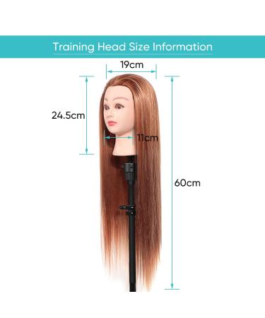 Frising Head Exercise Head - Professional 66 cm Brown Makeup Training Head for Hairdressers & Cosmetology - Buy Online on GoSupps.com
