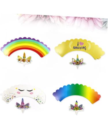 Ciieeo 288 Pcs DIY Cupcake Picks Top Hat Unicorn Cake Toppers Party Cupcake Toppers Unicorn Cupcake Wrappers Wrapping Paper - Buy Online on GoSupps.com