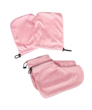 Lurrose 2 pairs of paraffin wax gloves and shoes wax for bathroom hand foot covers hot spa wax bathing shoes foot covers pink