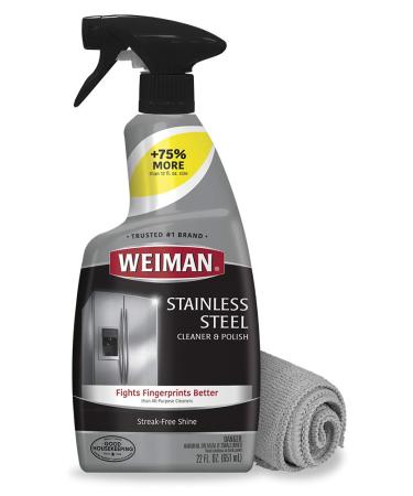 Weiman Stainless Steel Cleaner and Polish - Microfiber Cloth - Protects Appliances from Fingerprints and Leaves a Streak-Free Shine for Refrigerator | Dishwasher | Oven | Grill - Buy Online on GoSupps.com