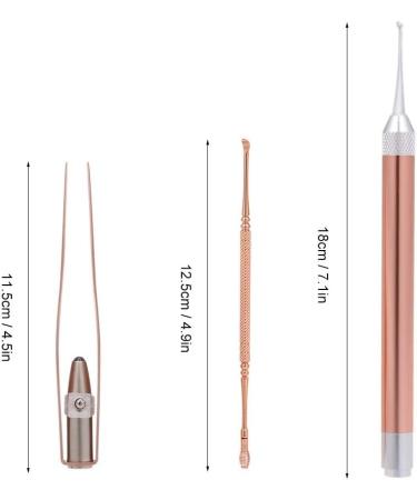 Stainless Steel Ear Wax Removal Tool Set with LED Flashlight - 3Pcs Ear Cleaner Earpick Tweezers for Baby & Adults - Buy Online on GoSupps.com