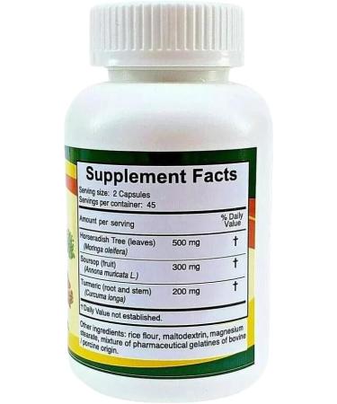 vidaherbal Moringa Guanabana Soursop Curcuma Turmeric 90 Capsules (500 mg) Powerful Blend of Natural Ingredients Dietary Supplement. - Buy Online on GoSupps.com