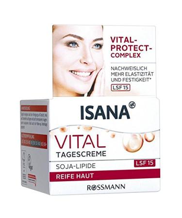 ISANA Vital day cream 50 ml for mature skin with soy lipid SPF 15 demonstrably more elasticity and firmness*