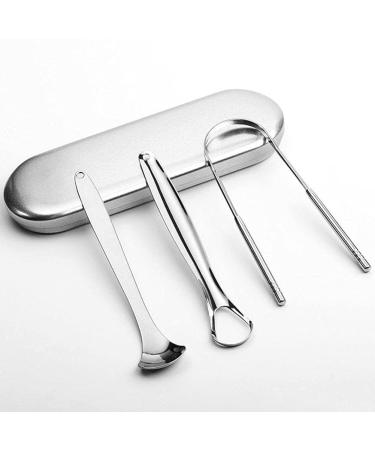 3 Pieces Steel Tongue Scraper Kit - Metal Brush Dental Tools for Adults - Travel Case Included - Effective Tongue Cleaner & Oral Care Solution - Buy Online on GoSupps.com