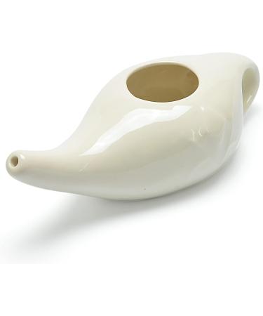 Roe & Moe Ceramic Neti Pot for Nasal Sinus Cleansing Wash Irrigation Relief - Microwave and Dishwasher Safe - Classic - Buy Online on GoSupps.com