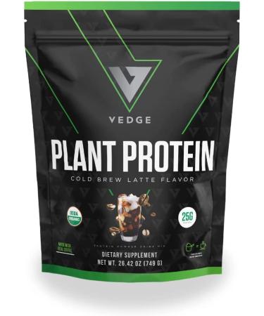 vedge Certified Organic Plant Protein Cold Brew Latte (20 Servings) - Plant-Based Vegan Protein Powder, USDA Organic, Gluten Free, Non Dairy Nutrition Plant Protein