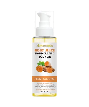 Amococo Body Oil Hydrating & Deep Moisturizing for Body with Jojoba Lightweight Soft Skin & Light Fragrance 2oz (Turmeric)