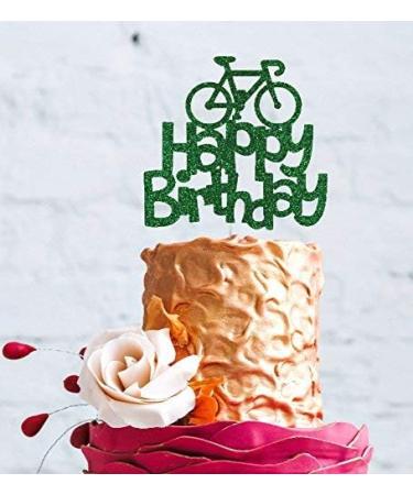 LissieLou Bicycle Style Happy Birthday Cake Topper Decoration in Green Made in the UK - Buy Online on GoSupps.com