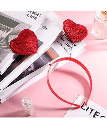 Lurrose Red Sequin Heart Headband - Festive Love-shaped Hair Boppers for Parties and Festivals - Buy Online on GoSupps.com