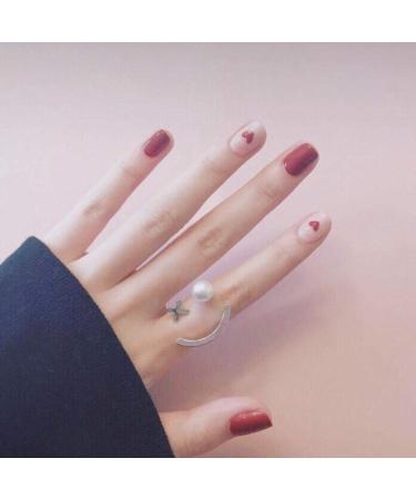 HUIL Artificial Nails Fake Nails False Nail Length and Length Wear Bride Finished Manicure Fake Nails