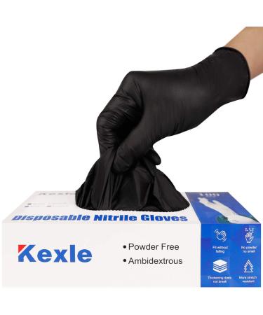 Nitrile Disposable Gloves Pack of 100, Latex Free Safety Working Gloves for Food Handle or Industrial Use Black- Medium