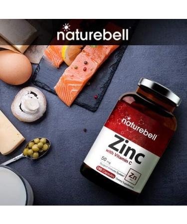 NatureBell Zinc 50mg with Vitamin C - 180 Capsules | Immune Support and Antioxidant Supplement - Buy Online on GoSupps.com
