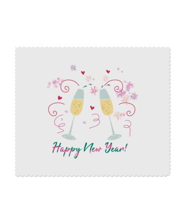 2x 'Happy New Year' Microfiber Lens/Glasses Cleaning Cloths (LC00024383)