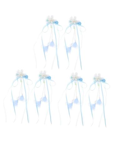 Beaupretty 3 Pairs tassel flower hair clip hair accessories for kids flower headpiece blue hair accessories kid hair accessories dangle tassel hair clip hair clips child the flowers hairpin