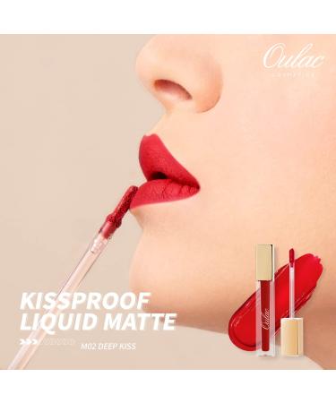 Oulac Red Matte Lipstick - Long Lasting Waterproof Lip Stain with Rose Oil - Vegan & Cruelty-Free - Classic Red M02 Deep Kiss - Buy Online on GoSupps.com