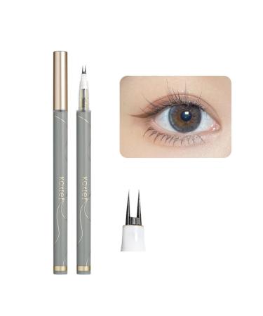 Double Tip Lower Eyelash Pencil 3D Waterproof Eyelash Pen Eye Liner Liquid Eyeliner Dual Pronged Bottom Eyelashes Pen Waterproof Liquid Eyeliner for Makeup for Natural Eye Makeup (Gray Black)