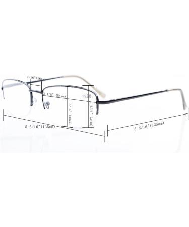 Eyekepper Classic Metal Half Rim Reading Glasses +1.75 Diopters - Silver Spring Hinges - Buy Online on GoSupps.com