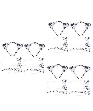 Beavorty 6 Sets Cow Headband Cosplay Cat Ears and Tail Carnival Cow Dress up Cat Costume Accessories Hair Ties with Bows Costume Animal Hair Hoop Animal Ears Hair Hoops Tails Fabric