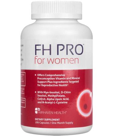 Fairhaven Health FH Pro for Women | Premium Fertility Supplement for Women | Cycle Regularity and Egg Quality for Her | Female Multivitamin for Conception Support | 180 Capsules | 1 Month Supply