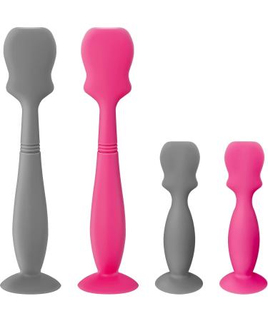 Baby Diaper Cream Spatulas Baby Diaper Rash Cream Applicator With Suction Cup And Humanized Handle Silicone Brush Multi-Purpose Tool BPA-Free Butt Paste Spatula For Newborn Baby Pink
