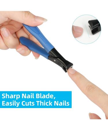 Lophe Premium Large Nail Clipper - Sharp Steel Nail Scissors with Collection Container for Thick Toenails & Fingernails - Ideal for Women Men & Seniors - Rubber Blue - Buy Online on GoSupps.com