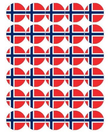 30 Norway Norwegian Flags Cupcake Toppers Edible Wafer Paper Fairy Cake Toppers Birthday Cake Decorations