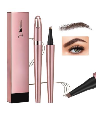 Microblading Eyebrow Pen 2024 New 3D Waterproof Microblading Eyebrow Pencil 4-Tip Waterproof Eyebrow Pen Natural Makeup Long-Lasting Fine Stroke Magic Eyebrow Pencil (Dark Brown)