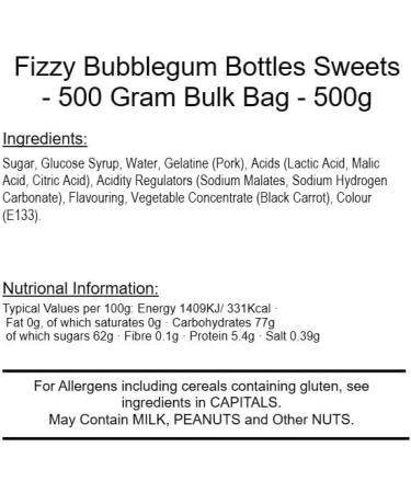 Fizzy Bubblegum Bottles 500g Bag - Buy Online on GoSupps.com