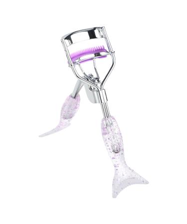 Whrcy Eye Lash Curler | Fish Tail Shape Small Lash Curler with Comb Teeth | Portable Makeup Supplies Beautiful Ergonomic Eyelash Tools for Eye-Opening Lifted Lashes A4 Chrome Plated With Purple Comb Purple Mermaid