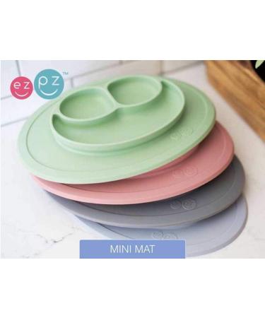 ezpz Mini Mat (Sage) - Silicone Suction Plate for Infants + Toddlers - Self-Feeding + First Foods - Includes Reusable Travel Bag - 6 months - Buy Online on GoSupps.com